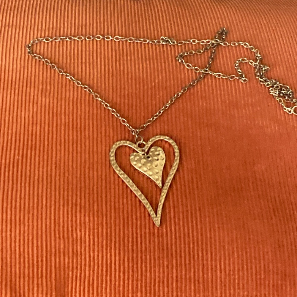 Gold Tone Chain Heart Pendant Necklace
